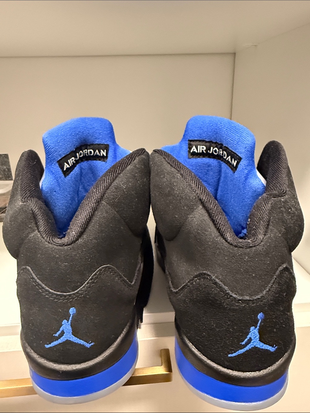 Jordan 5s retro Black and Blue Suede Racer Blue Basketball Sneakers - Picture 2 of 7